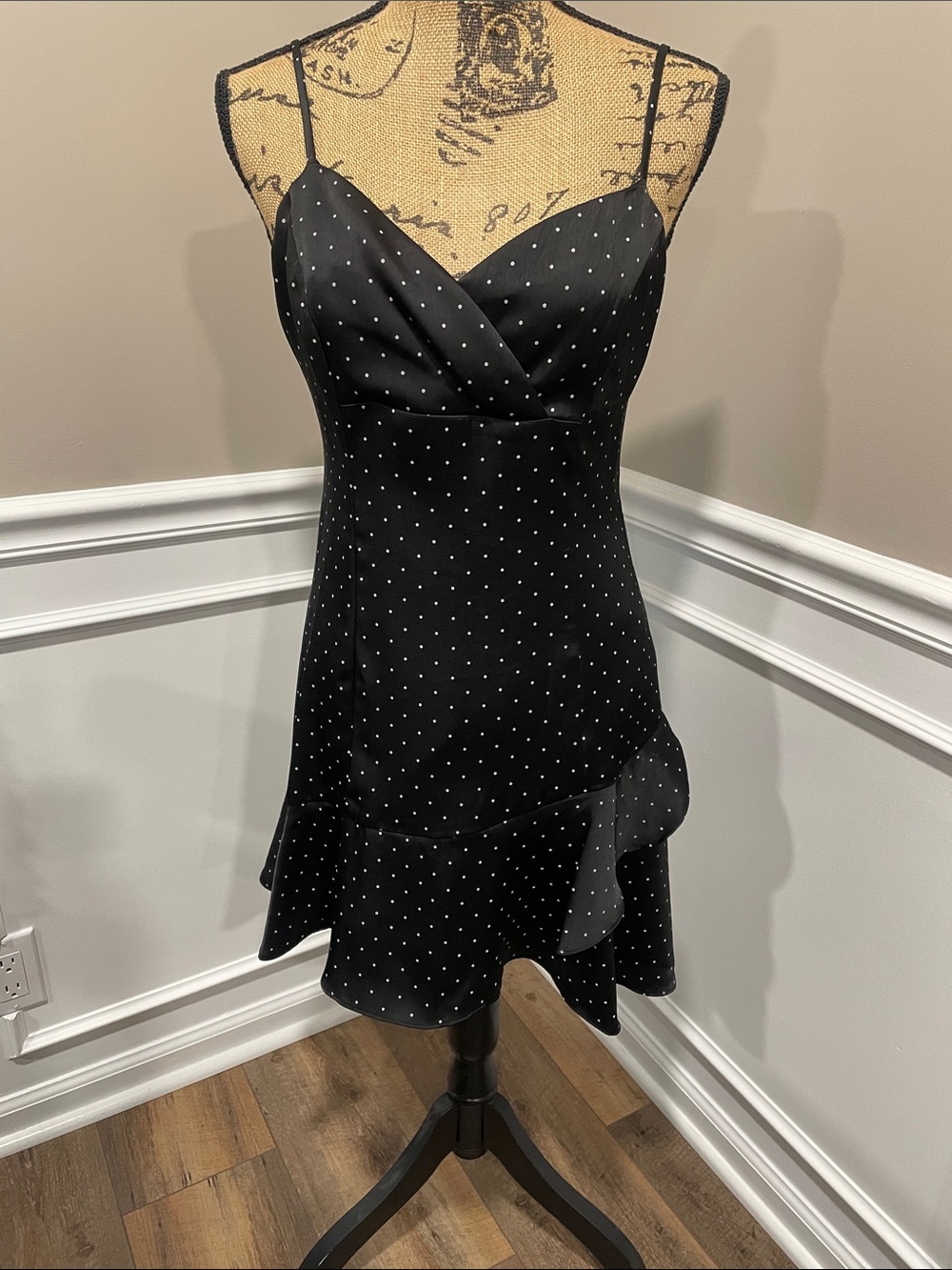 Altar'd State Black with White Polka Dot Slip Dress